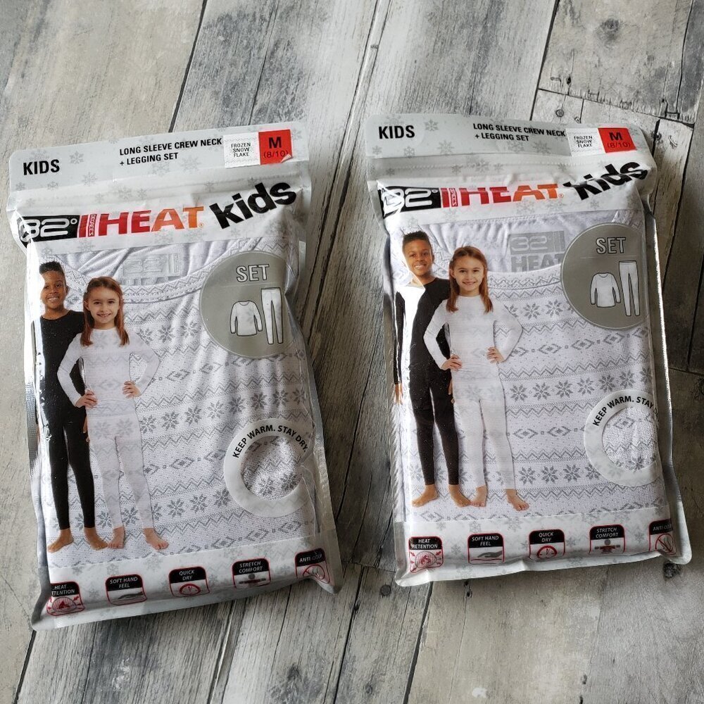 NWT - (set of 2) 32 Degrees Heat Kids Long Sleeve Crew + Leggings -Size M (8/10)